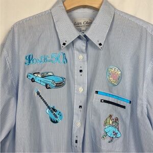 Retro 50s striped button up shirt